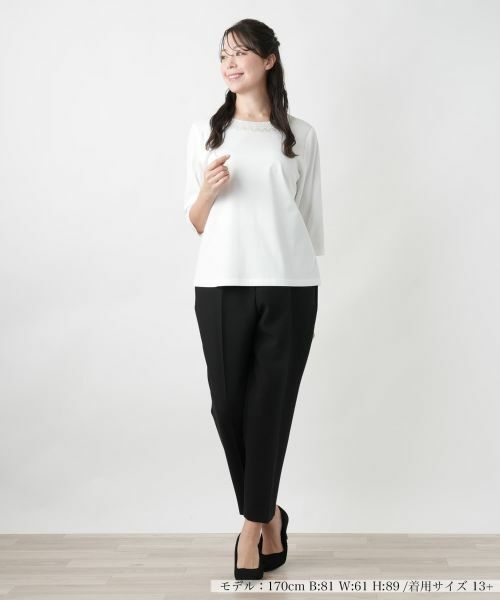 Leilian PLUS HOUSE / レリアンプラスハウス カットソー | 【店舗人気】刺繍クルーネックカットソー【Leilian WHITE LABEL】 | 詳細7