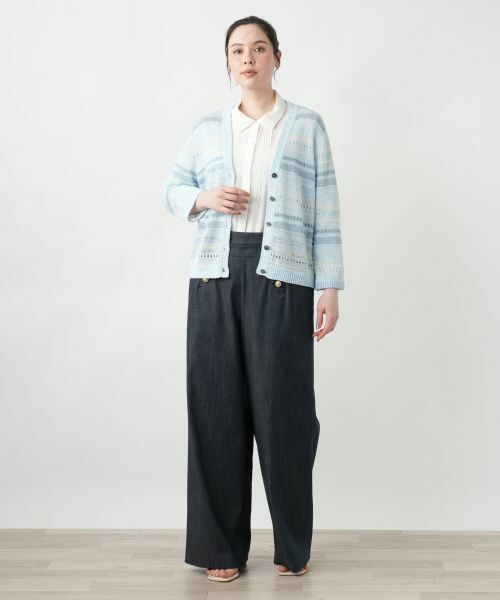 Leilian PLUS HOUSE / レリアンプラスハウス カーディガン・ボレロ | 透かし編みVネックカーディガン【Leilian WHITE LABEL】 | 詳細1