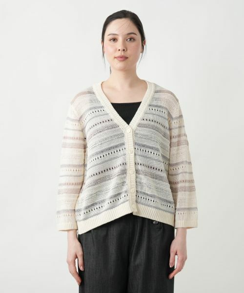 Leilian PLUS HOUSE / レリアンプラスハウス カーディガン・ボレロ | 透かし編みVネックカーディガン【Leilian WHITE LABEL】 | 詳細7