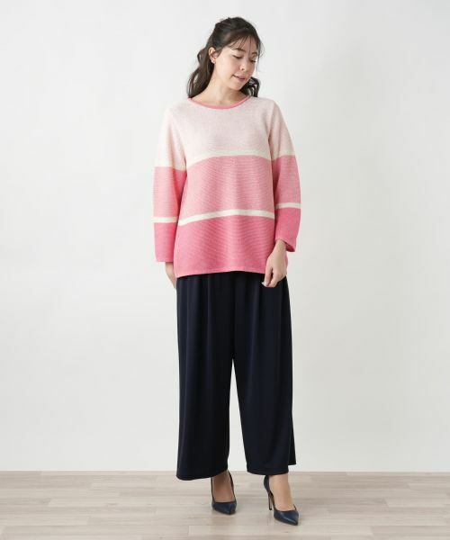 Leilian PLUS HOUSE / レリアンプラスハウス ニット・セーター | 配色クルーネックニット | 詳細1