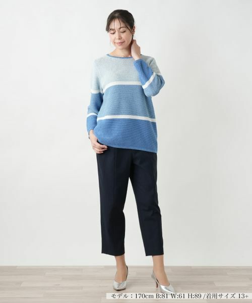 Leilian PLUS HOUSE / レリアンプラスハウス ニット・セーター | 配色クルーネックニット | 詳細7