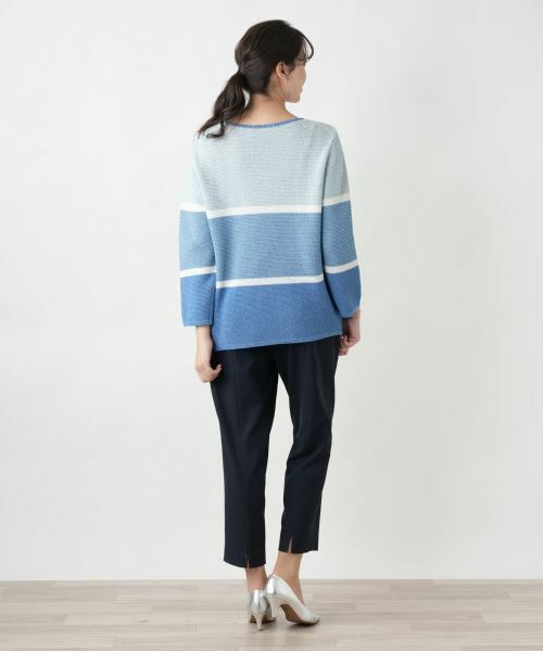 Leilian PLUS HOUSE / レリアンプラスハウス ニット・セーター | 配色クルーネックニット | 詳細9
