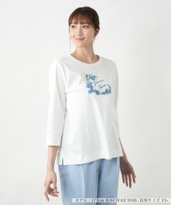 Leilian PLUS HOUSE / レリアンプラスハウス Tシャツ | 【店舗人気】刺繍クルーネックTシャツ