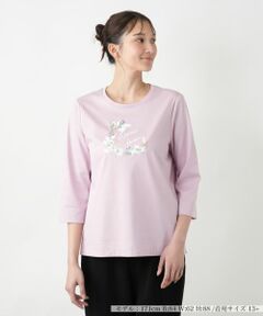 Leilian PLUS HOUSE / レリアンプラスハウス Tシャツ | 【店舗人気】刺繍クルーネックTシャツ