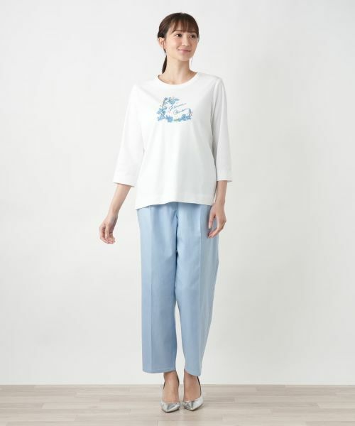 Leilian PLUS HOUSE / レリアンプラスハウス Tシャツ | 【店舗人気】刺繍クルーネックTシャツ | 詳細1