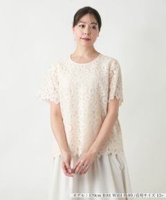 Leilian PLUS HOUSE / レリアンプラスハウス シャツ・ブラウス | 【店舗人気】レース半袖ブラウス