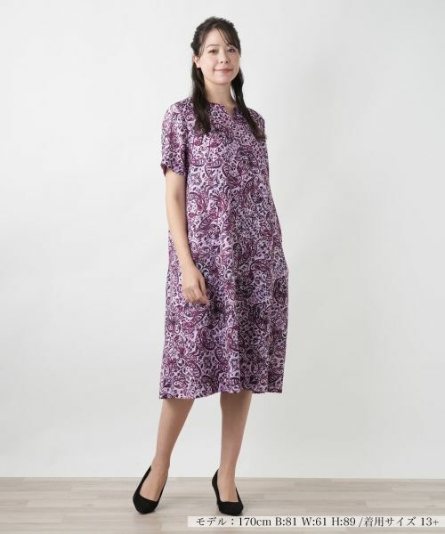 Leilian PLUS HOUSE / レリアンプラスハウス ドレス | ペイズリーキーネックワンピース | 詳細4