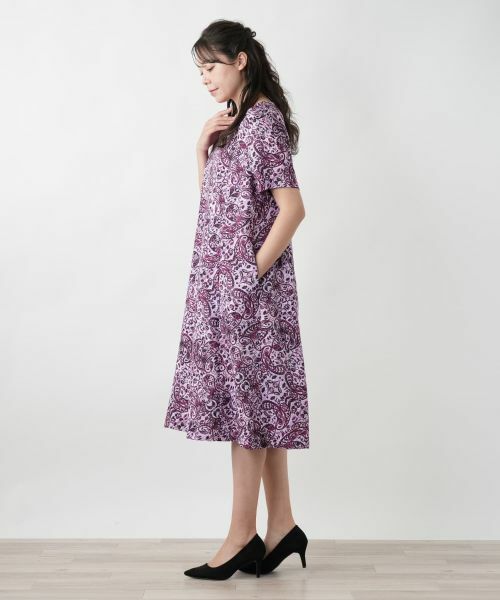 Leilian PLUS HOUSE / レリアンプラスハウス ドレス | ペイズリーキーネックワンピース | 詳細5