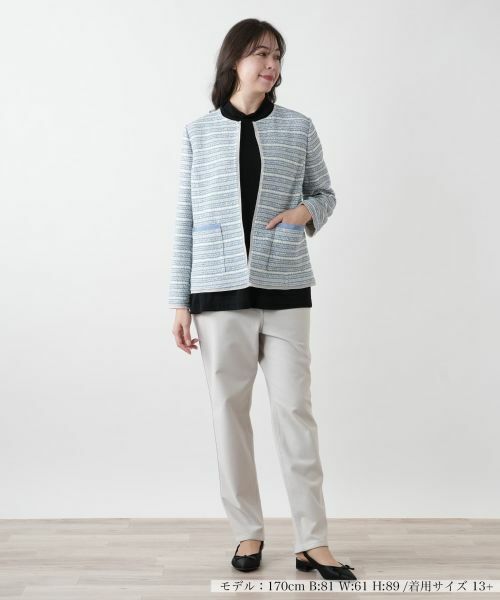 Leilian PLUS HOUSE / レリアンプラスハウス テーラードジャケット | 【店舗人気】ノーカラーニットジャケット | 詳細1