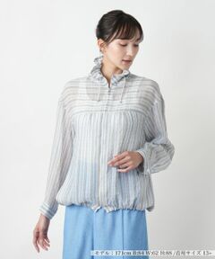 Leilian PLUS HOUSE / レリアンプラスハウス テーラードジャケット | 【店舗人気】ストライプジップブルゾン