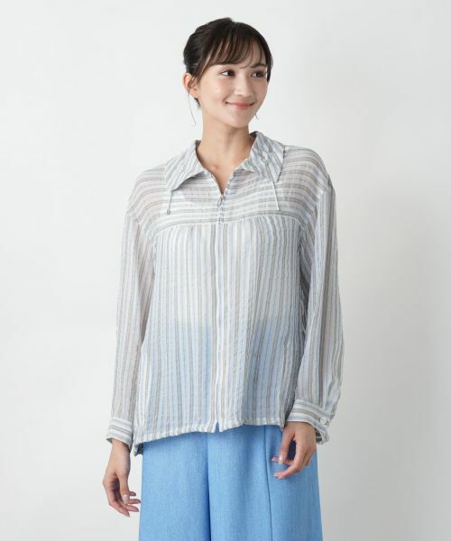 Leilian PLUS HOUSE / レリアンプラスハウス テーラードジャケット | 【店舗人気】ストライプジップブルゾン | 詳細7