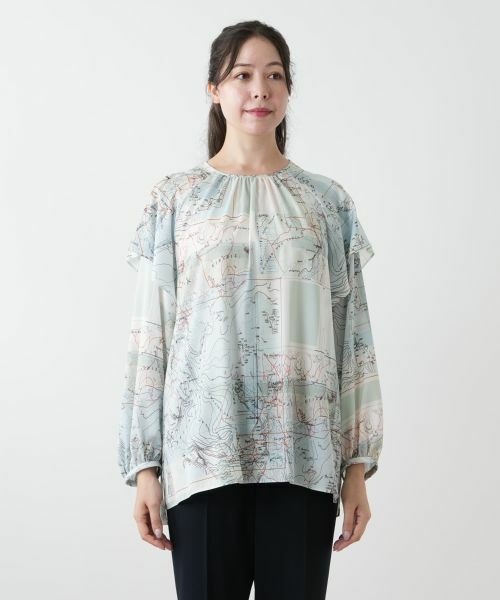Leilian PLUS HOUSE / レリアンプラスハウス シャツ・ブラウス | マップ柄ブラウス | 詳細4