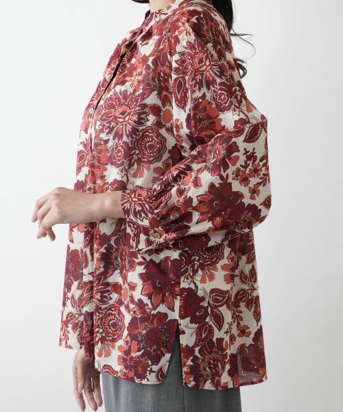 Leilian PLUS HOUSE / レリアンプラスハウス シャツ・ブラウス | フラワー柄バンドカラーブラウス | 詳細10