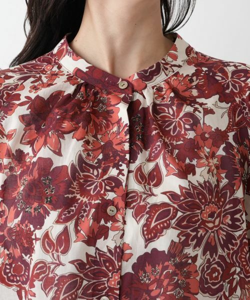 Leilian PLUS HOUSE / レリアンプラスハウス シャツ・ブラウス | フラワー柄バンドカラーブラウス | 詳細7