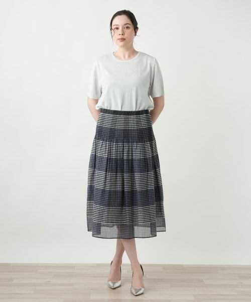 Leilian PLUS HOUSE / レリアンプラスハウス ミニ・ひざ丈スカート | 【店舗人気】チェックフレアスカート【Leilian WHITE LABEL】 | 詳細1