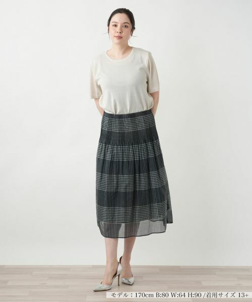 Leilian PLUS HOUSE / レリアンプラスハウス ミニ・ひざ丈スカート | 【店舗人気】チェックフレアスカート【Leilian WHITE LABEL】 | 詳細5
