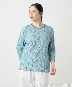 Leilian PLUS HOUSE / レリアンプラスハウス カットソー | 【店舗人気】花柄刺繍ボーダーカットソー【Leilian WHITE LABEL】