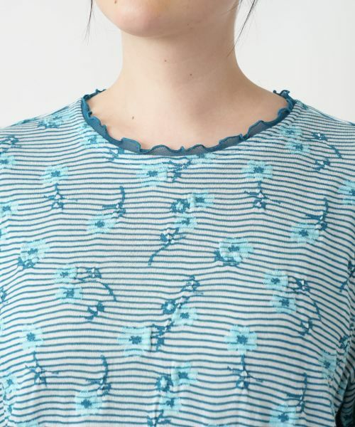 Leilian PLUS HOUSE / レリアンプラスハウス カットソー | 【店舗人気】花柄刺繍ボーダーカットソー【Leilian WHITE LABEL】 | 詳細10