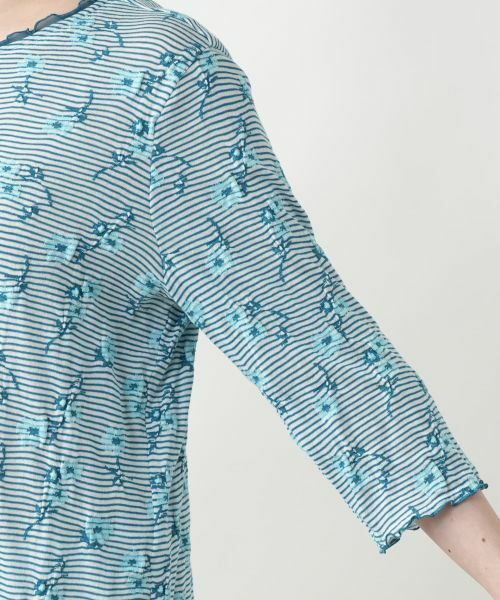 Leilian PLUS HOUSE / レリアンプラスハウス カットソー | 【店舗人気】花柄刺繍ボーダーカットソー【Leilian WHITE LABEL】 | 詳細12