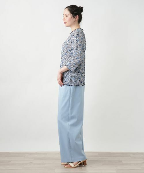 Leilian PLUS HOUSE / レリアンプラスハウス カットソー | 【店舗人気】花柄刺繍ボーダーカットソー【Leilian WHITE LABEL】 | 詳細2