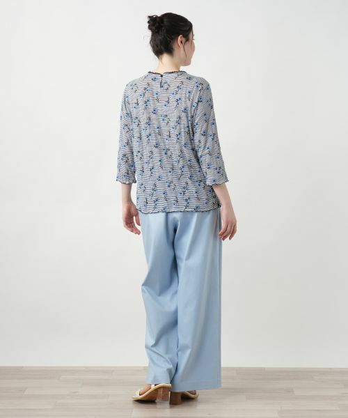 Leilian PLUS HOUSE / レリアンプラスハウス カットソー | 【店舗人気】花柄刺繍ボーダーカットソー【Leilian WHITE LABEL】 | 詳細3