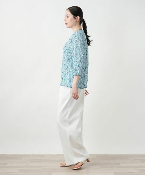 Leilian PLUS HOUSE / レリアンプラスハウス カットソー | 【店舗人気】花柄刺繍ボーダーカットソー【Leilian WHITE LABEL】 | 詳細5