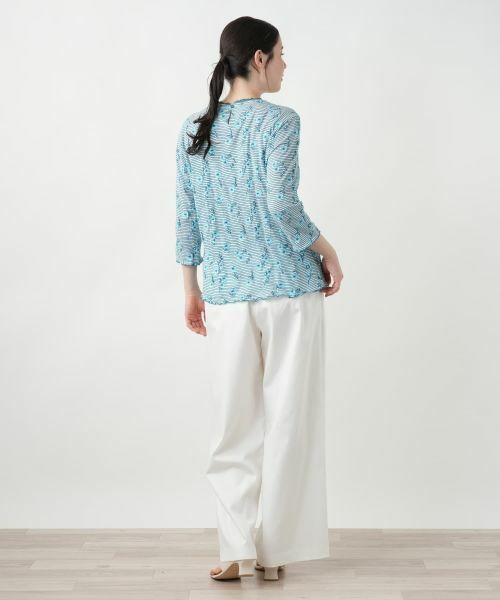 Leilian PLUS HOUSE / レリアンプラスハウス カットソー | 【店舗人気】花柄刺繍ボーダーカットソー【Leilian WHITE LABEL】 | 詳細6