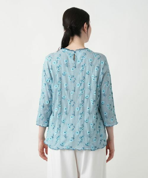 Leilian PLUS HOUSE / レリアンプラスハウス カットソー | 【店舗人気】花柄刺繍ボーダーカットソー【Leilian WHITE LABEL】 | 詳細9