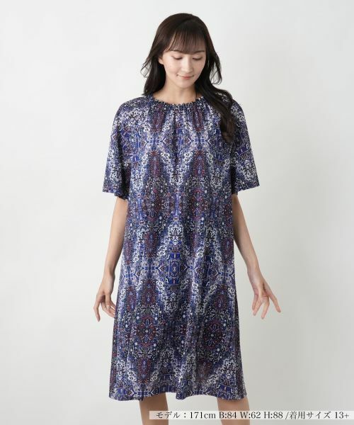 Leilian PLUS HOUSE / レリアンプラスハウス ドレス | プリントフレアワンピース【Leilian WHITE LABEL】(パープル)