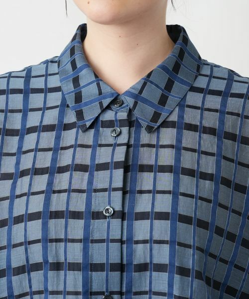 Leilian PLUS HOUSE / レリアンプラスハウス シャツ・ブラウス | 【店舗人気】格子柄ロングブラウス【Leilian WHITE LABEL】 | 詳細7