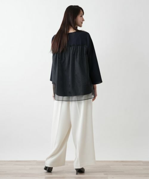 Leilian PLUS HOUSE / レリアンプラスハウス シャツ・ブラウス | 【店舗人気】チュール切替ブラウス【BOURGE】 | 詳細3