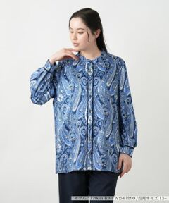 Leilian PLUS HOUSE / レリアンプラスハウス シャツ・ブラウス | 【店舗人気】ペイズリー柄バンドカラーブラウス