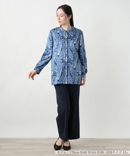 LEONARD シルク＆ウール ペイズリー柄 長袖ブラウス 美品 レオナール LEONARD ファッション FASHION 美品 カットソー
