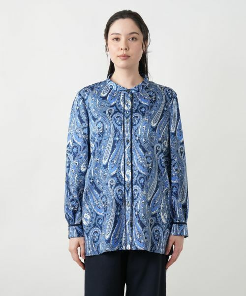 新品 BALMAIN×Leilian ペイズリー柄 長袖 カットソー 13号 ペイズリー柄プリントカットソー【Leilian WHITE