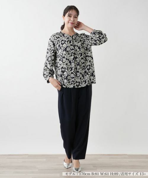 Leilian PLUS HOUSE / レリアンプラスハウス シャツ・ブラウス | 【店舗人気】プリントタックブラウス【ROCHAS Premiere】 | 詳細1