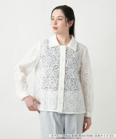 Leilian PLUS HOUSE / レリアンプラスハウス シャツ・ブラウス | 【店舗人気】ペイズリーレースブラウス【ROCHAS Premiere】