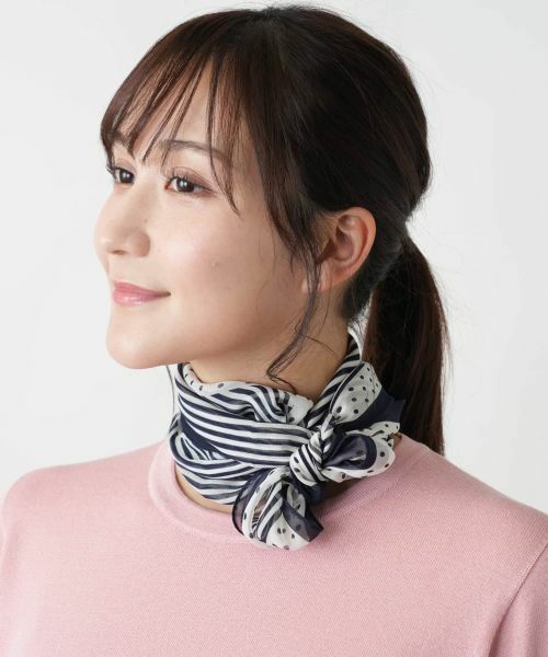 Leilian PLUS HOUSE / レリアンプラスハウス バンダナ・スカーフ | 【店舗人気】ストライプ切替スカーフ | 詳細4