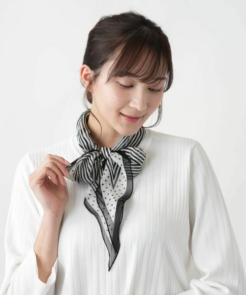 Leilian PLUS HOUSE / レリアンプラスハウス バンダナ・スカーフ | 【店舗人気】ストライプ切替スカーフ | 詳細6