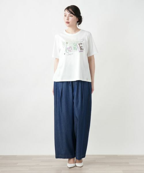 Leilian PLUS HOUSE / レリアンプラスハウス カットソー | 【店舗人気】刺繍プリントTシャツ【MUSE BY ROCHAS Premiere】 | 詳細1