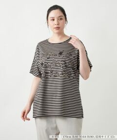 Leilian PLUS HOUSE / レリアンプラスハウス カットソー | 【店舗人気】コード刺繍ボーダーカットソー【プラス企画】