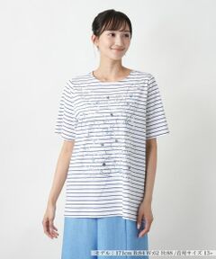 Leilian PLUS HOUSE / レリアンプラスハウス カットソー | 【店舗人気】刺繍ボーダーカットソー【プラス企画】