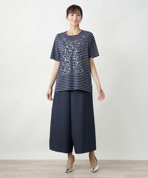 Leilian PLUS HOUSE / レリアンプラスハウス カットソー | 【店舗人気】刺繍ボーダーカットソー【プラス企画】 | 詳細1