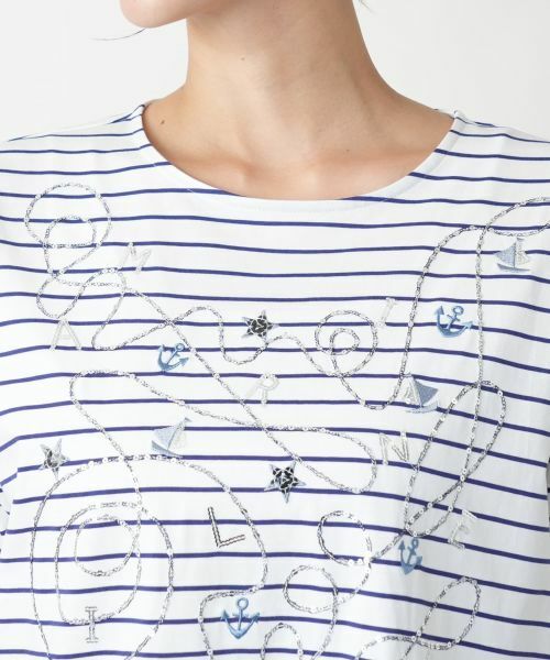 Leilian PLUS HOUSE / レリアンプラスハウス カットソー | 【店舗人気】刺繍ボーダーカットソー【プラス企画】 | 詳細10