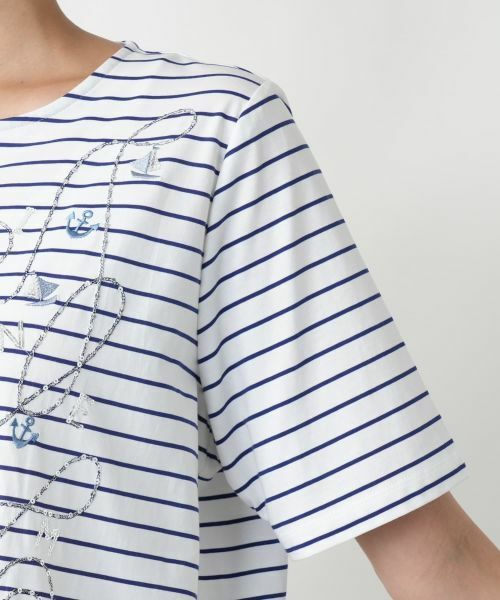 Leilian PLUS HOUSE / レリアンプラスハウス カットソー | 【店舗人気】刺繍ボーダーカットソー【プラス企画】 | 詳細12