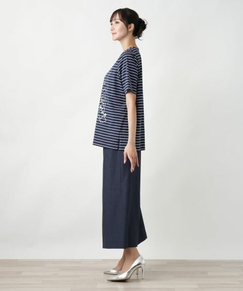 Leilian PLUS HOUSE / レリアンプラスハウス カットソー | 【店舗人気】刺繍ボーダーカットソー【プラス企画】 | 詳細2