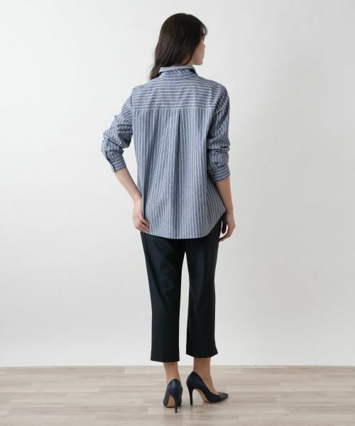 Leilian PLUS HOUSE / レリアンプラスハウス ストライプシャツ【プラス企画】 店舗人気】ストライプブラウス【Leilian WHITE LABEL】|レリアン