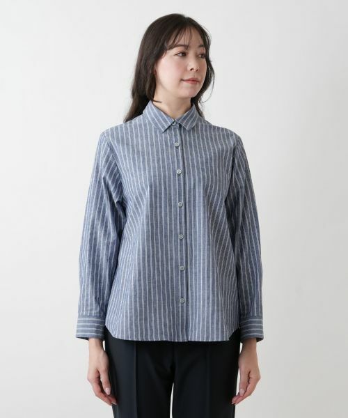 Leilian PLUS HOUSE / レリアンプラスハウス ストライプシャツ【プラス企画】 セール】 ストライプシャツ【プラス企画】 （シャツ・ブラウス