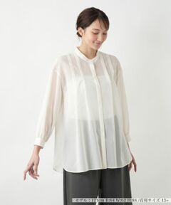 Leilian PLUS HOUSE / レリアンプラスハウス シャツ・ブラウス | 【店舗人気】バンドカラー比翼ブラウス【プラス企画】