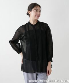 Leilian PLUS HOUSE / レリアンプラスハウス シャツ・ブラウス | 【店舗人気】バンドカラー比翼ブラウス【プラス企画】