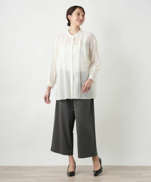 Leilian PLUS HOUSE / レリアンプラスハウス シャツ・ブラウス | 【店舗人気】バンドカラー比翼ブラウス【プラス企画】 | 詳細1